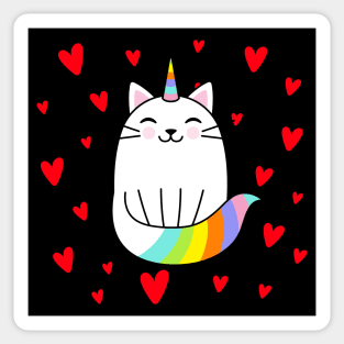 colorful unicorn happy cat love Sticker